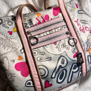 Coach 2010 Poppy Graffiti Print Tote Bag - Pink, Silver and Gray